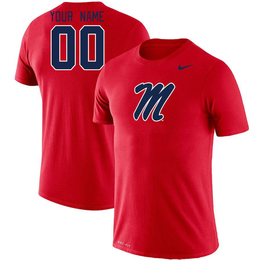Custom Ole Miss Rebels Name And Number College Tshirt-Red